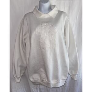 Vintage Giorgio Beverly Hills Collared Embroidered Sweatshirt Retro Hipster Icon